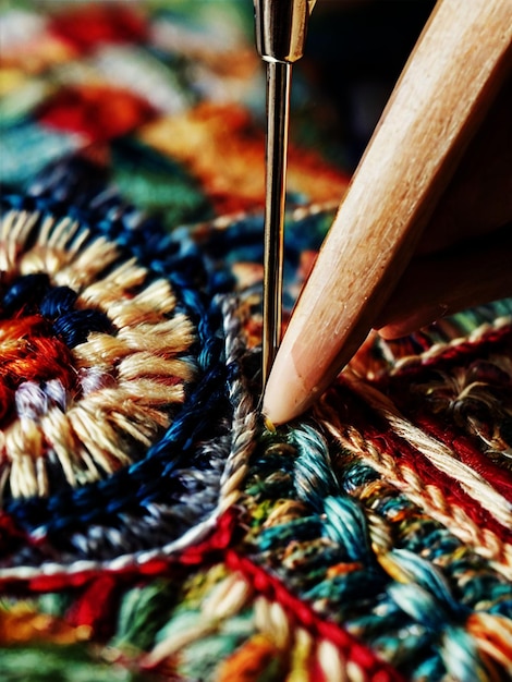 artystka haftująca detal